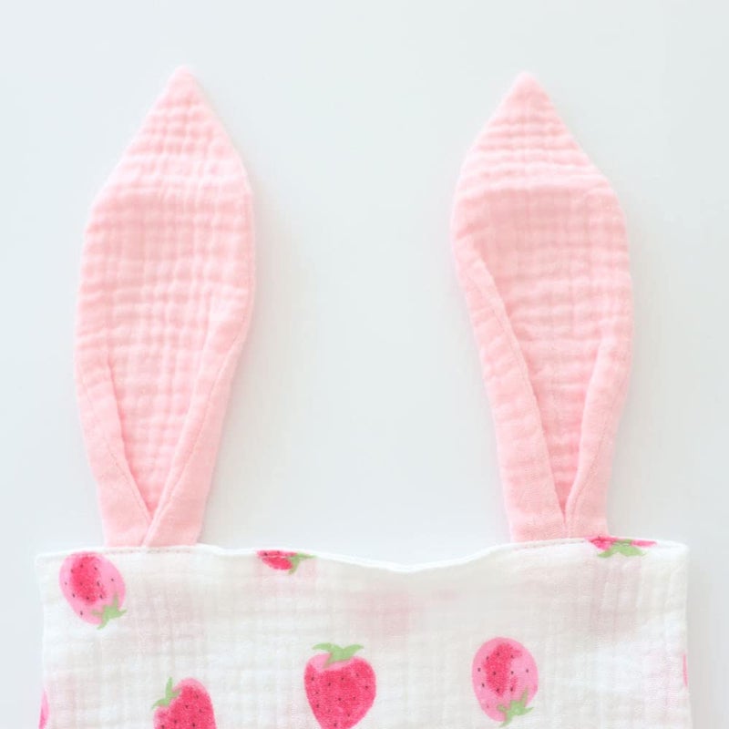 Emenpy Bunny Security Blanket for Boys and Girls,Cotton Soft Breathable Muslin Soothing Towel Appeasing Toy for Infant,Newborn Gift,2 Pcs Set (Strawberry&Orange) - Image 3